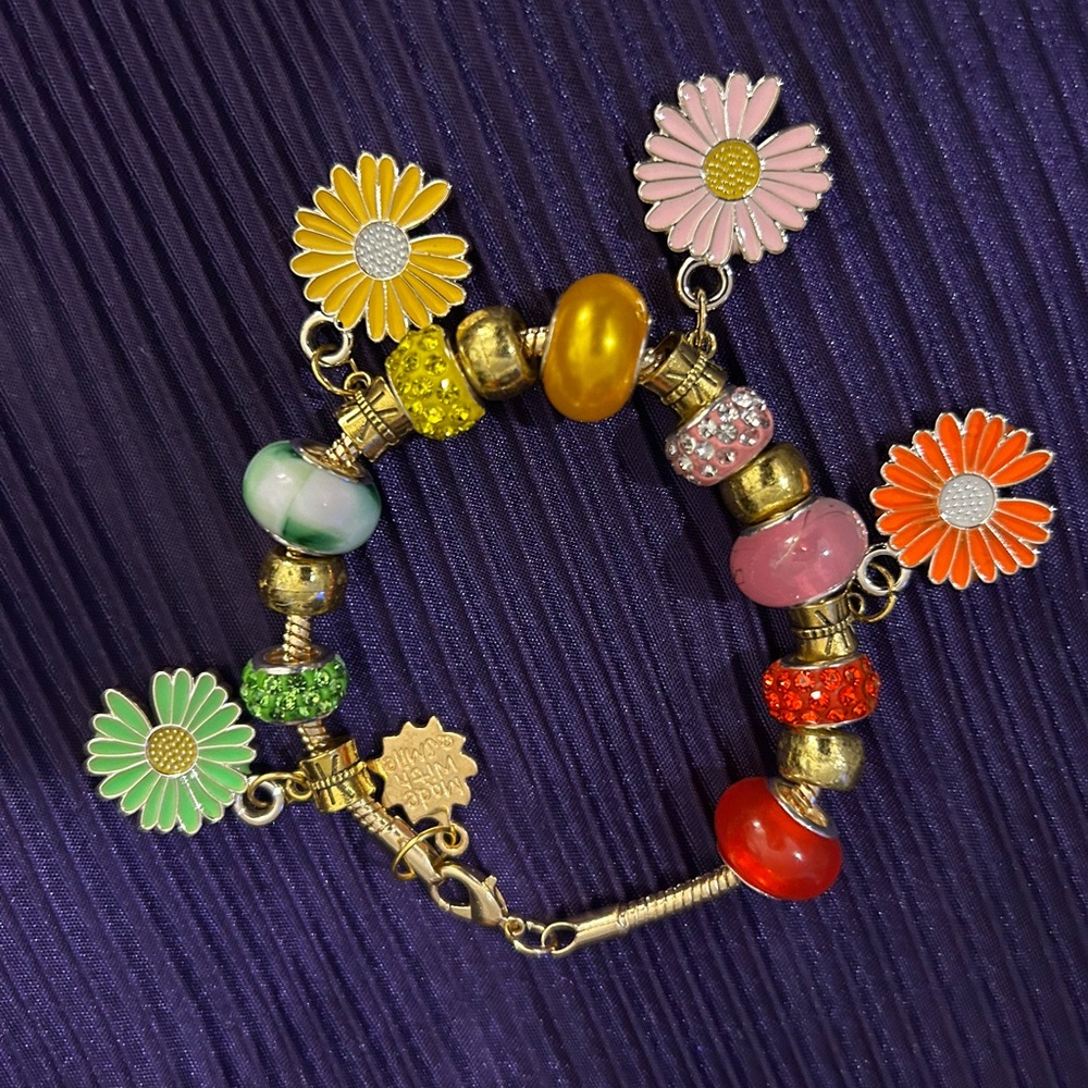 Colorful Floral Charm Bracelet